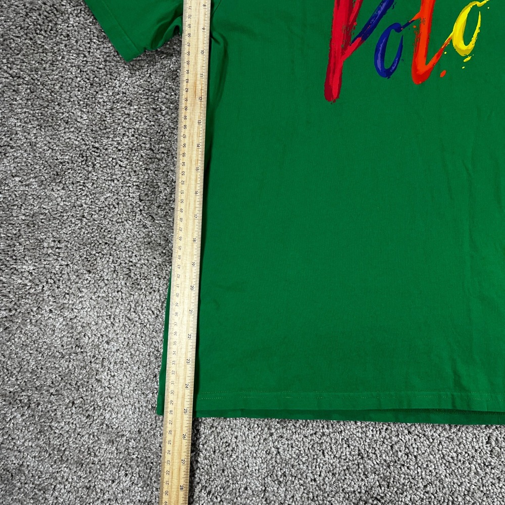 Polo Ralph Lauren Mens Green Graphic T-Shirt XL Boys Fits Mens Small Paint Logo - Picture 4 of 7